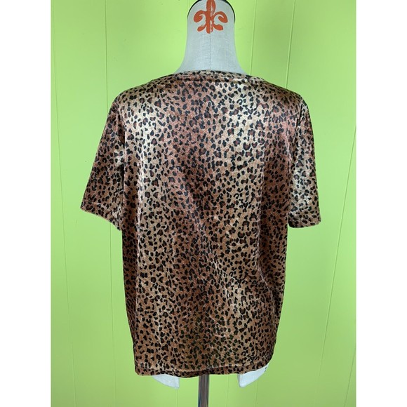 Fashion Formulas Woman’s L Large Velvet TShirt Blouse Short Sleeve Animal Print - Picture 3 of 8